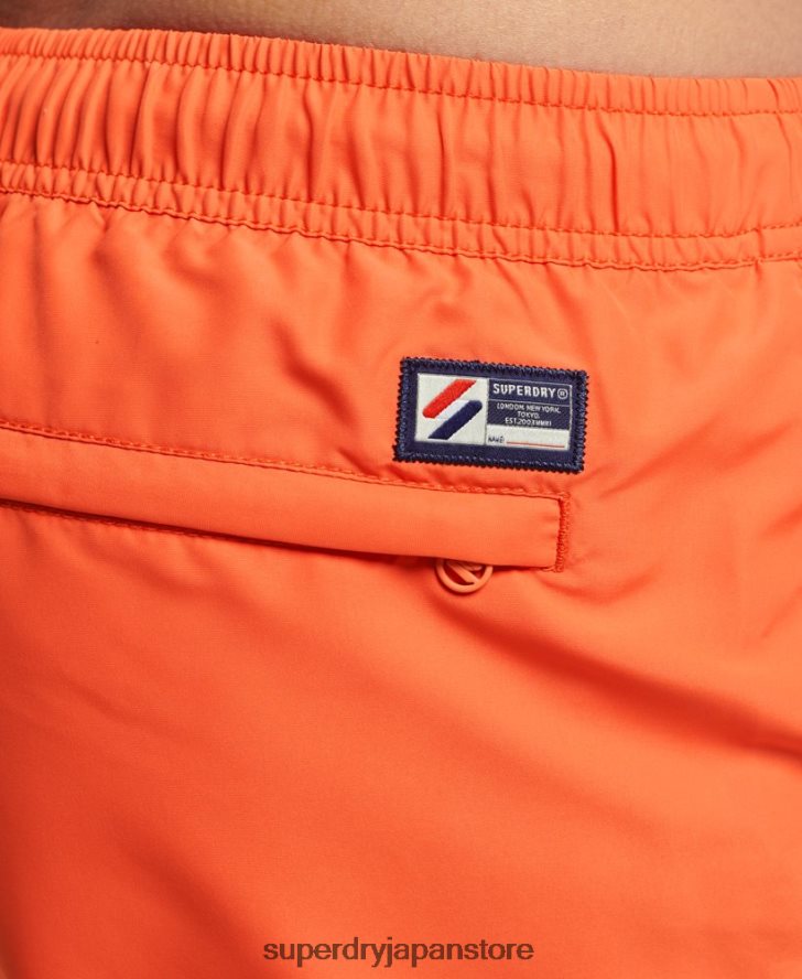 コードエッセンシャル 15 インチ リサイクル スイムショーツ 男性 Superdry 衣類 オレンジ 2J62PZ429