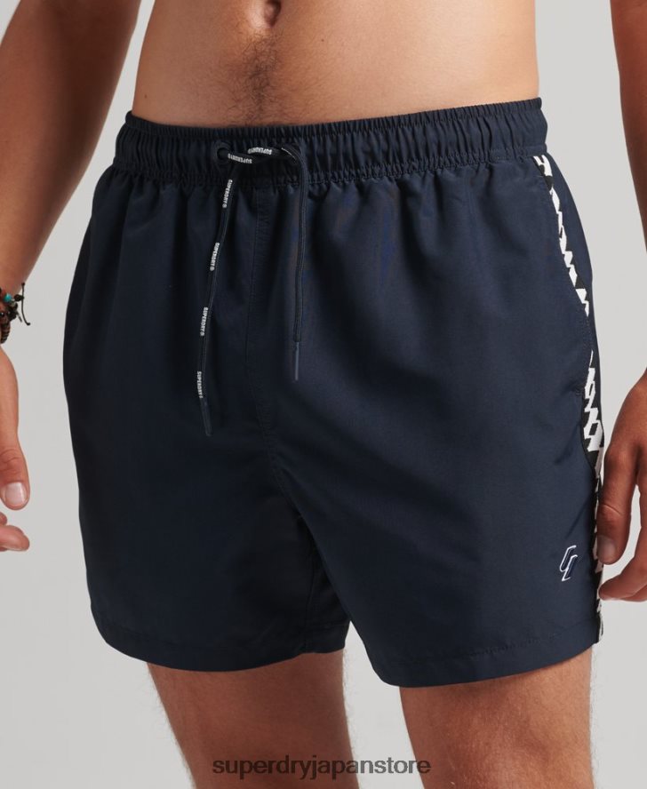 テープ 15 インチ リサイクル スイムショーツ 男性 Superdry 衣類 海軍 2J62PZ450