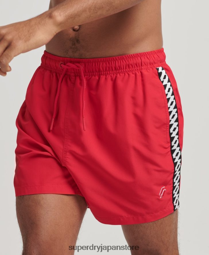 テープ 15 インチ リサイクル スイムショーツ 男性 Superdry 衣類 赤 2J62PZ451