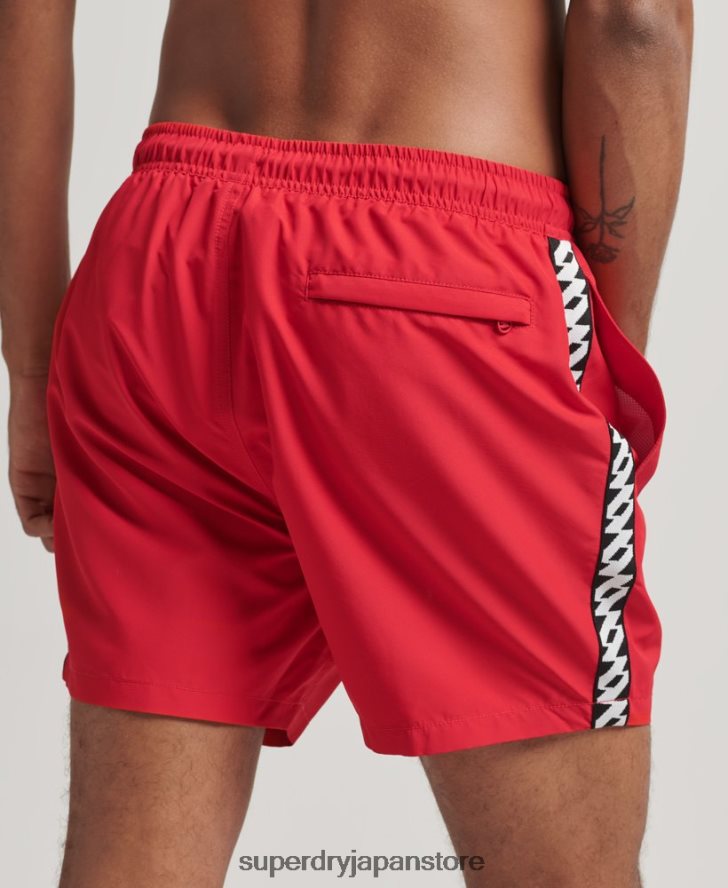 テープ 15 インチ リサイクル スイムショーツ 男性 Superdry 衣類 赤 2J62PZ451
