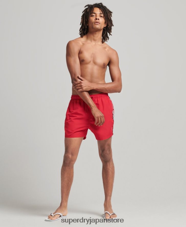 テープ 15 インチ リサイクル スイムショーツ 男性 Superdry 衣類 赤 2J62PZ451