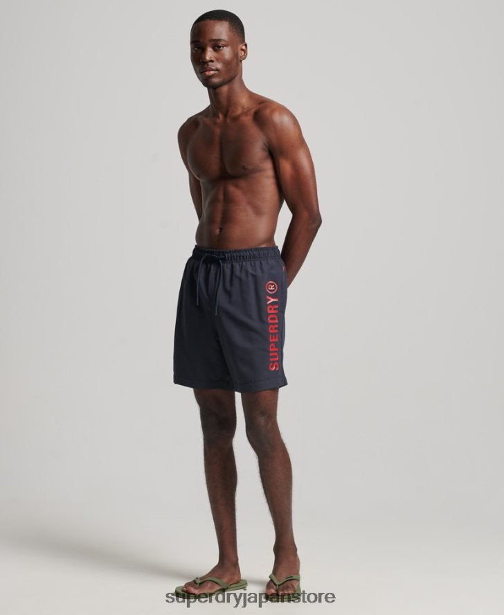 コアスポーツ 17 インチ リサイクル スイムショーツ 男性 Superdry 衣類 海軍 2J62PZ392