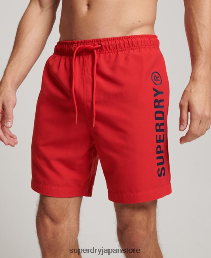 コアスポーツ 17 インチ リサイクル スイムショーツ 男性 Superdry 衣類 赤 2J62PZ396