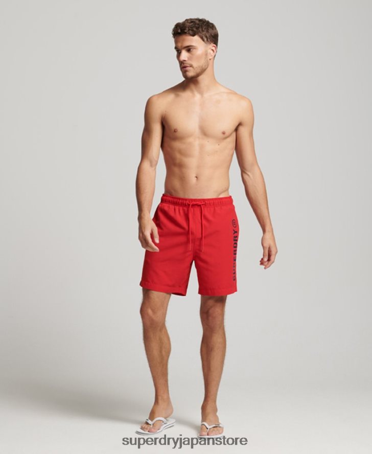 コアスポーツ 17 インチ リサイクル スイムショーツ 男性 Superdry 衣類 赤 2J62PZ396