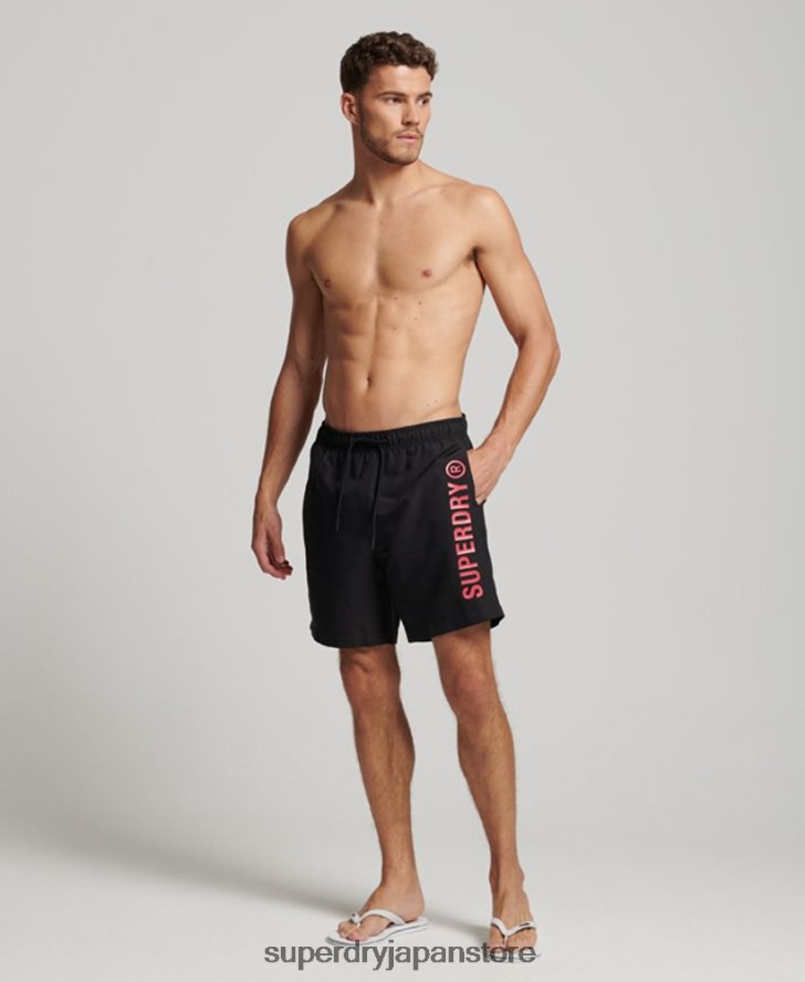 コアスポーツ 17 インチ リサイクル スイムショーツ 男性 Superdry 衣類 黒 2J62PZ399