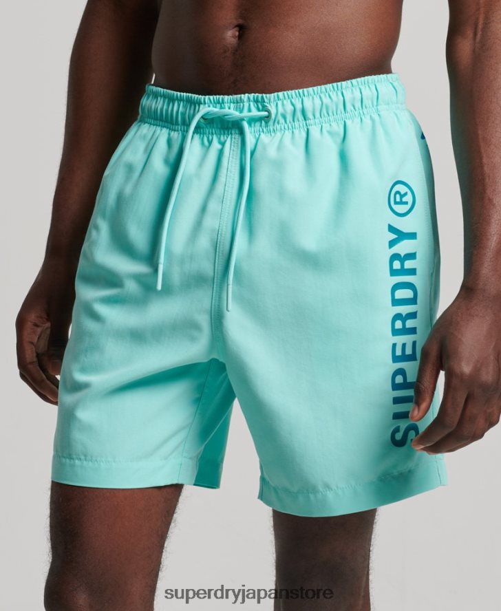 コアスポーツ 17 インチ リサイクル スイムショーツ 男性 Superdry 衣類 ターコイズ 2J62PZ401
