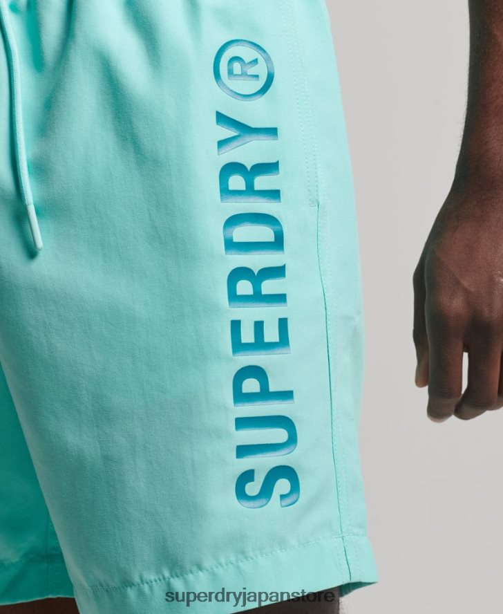 コアスポーツ 17 インチ リサイクル スイムショーツ 男性 Superdry 衣類 ターコイズ 2J62PZ401