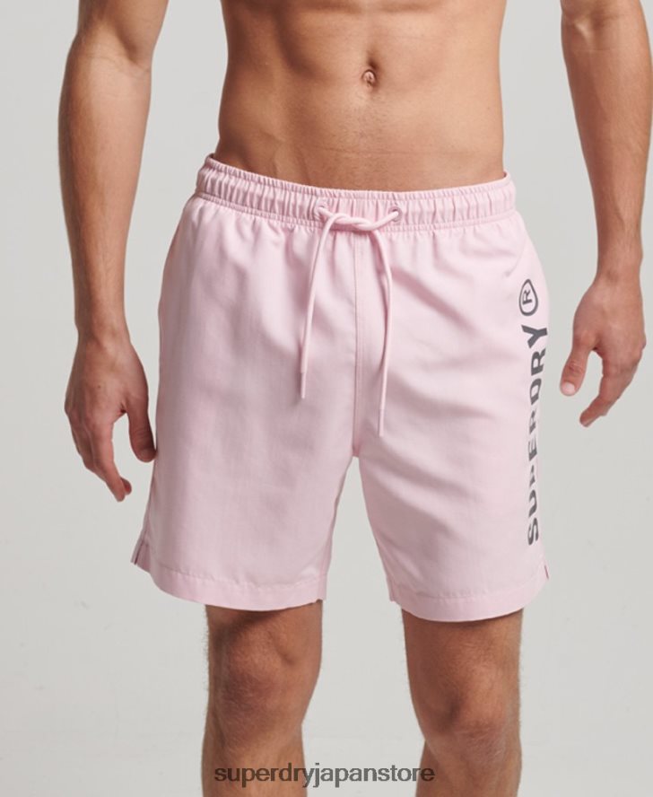 コアスポーツ 17 インチ リサイクル スイムショーツ 男性 Superdry 衣類 ピンク 2J62PZ405