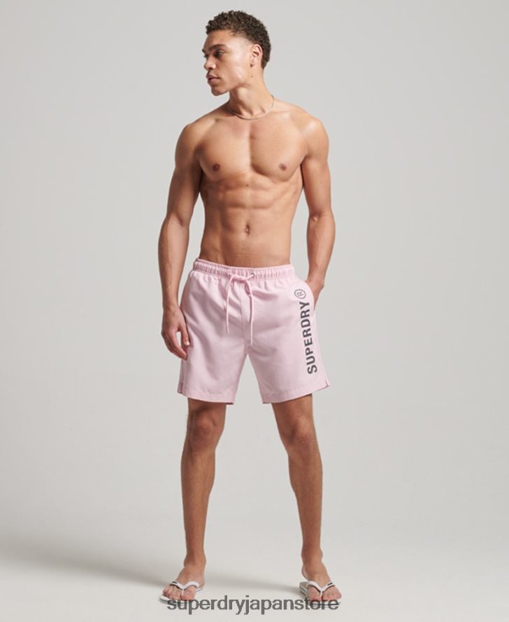 コアスポーツ 17 インチ リサイクル スイムショーツ 男性 Superdry 衣類 ピンク 2J62PZ405
