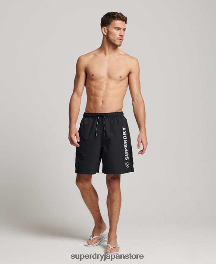 アップリケ 19 インチ リサイクル スイムショーツ 男性 Superdry 衣類 黒 2J62PZ406
