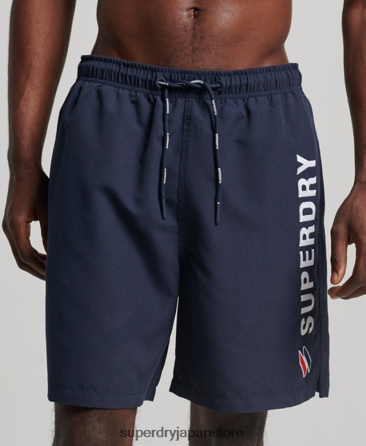 アップリケ 19 インチ リサイクル スイムショーツ 男性 Superdry 衣類 海軍 2J62PZ409