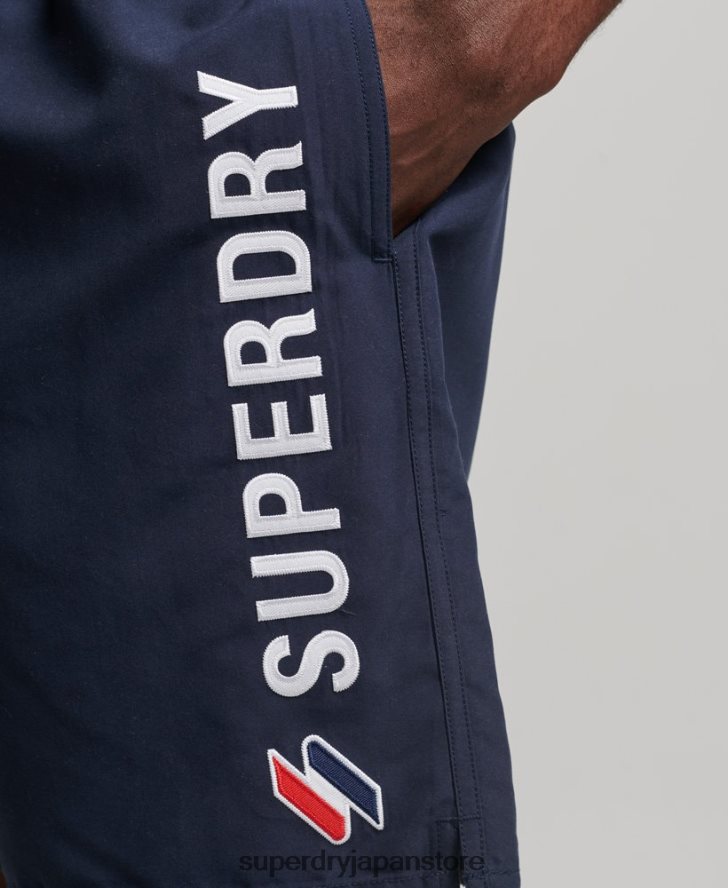 アップリケ 19 インチ リサイクル スイムショーツ 男性 Superdry 衣類 海軍 2J62PZ409