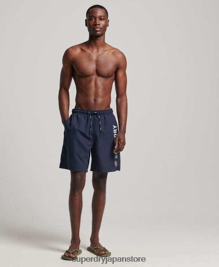 アップリケ 19 インチ リサイクル スイムショーツ 男性 Superdry 衣類 海軍 2J62PZ409