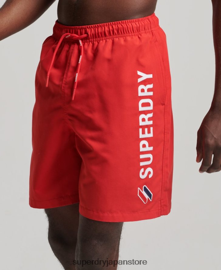 アップリケ 19 インチ リサイクル スイムショーツ 男性 Superdry 衣類 赤 2J62PZ422