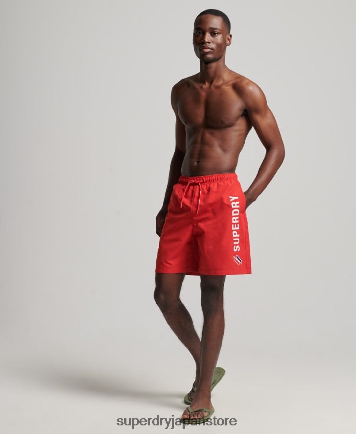 アップリケ 19 インチ リサイクル スイムショーツ 男性 Superdry 衣類 赤 2J62PZ422