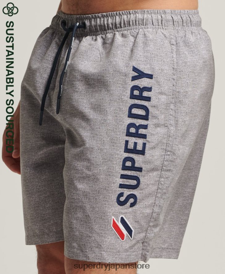アップリケ 19 インチ リサイクル スイムショーツ 男性 Superdry 衣類 ライトグレー 2J62PZ428