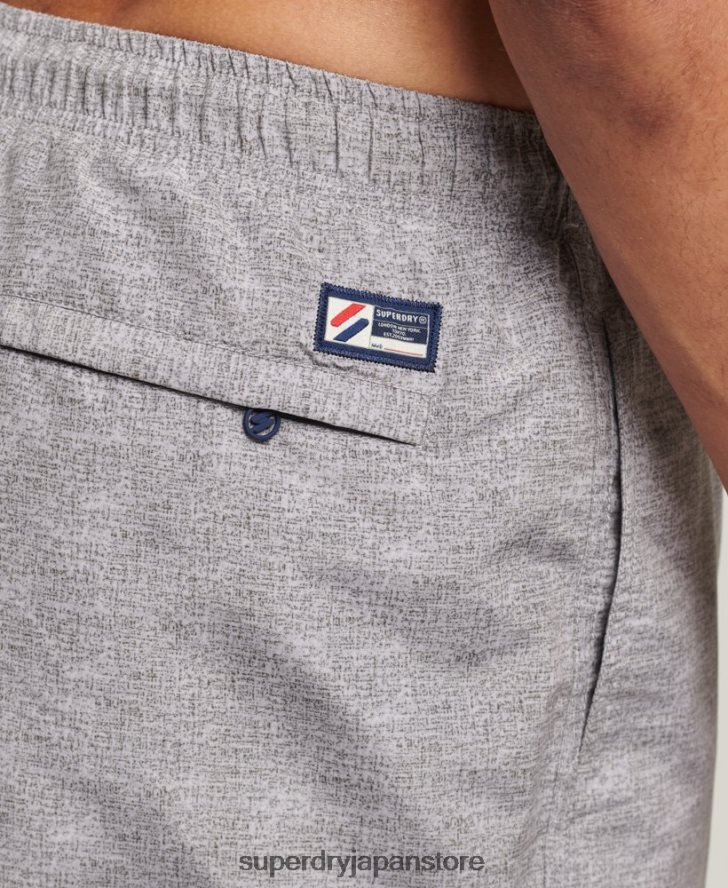 アップリケ 19 インチ リサイクル スイムショーツ 男性 Superdry 衣類 ライトグレー 2J62PZ428