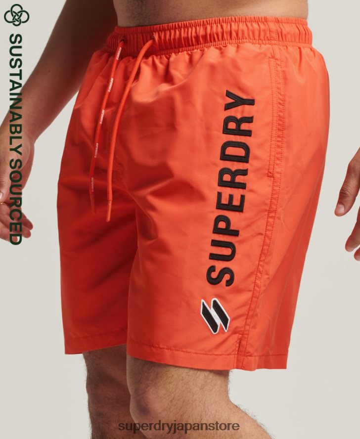 アップリケ 19 インチ リサイクル スイムショーツ 男性 Superdry 衣類 オレンジ 2J62PZ430