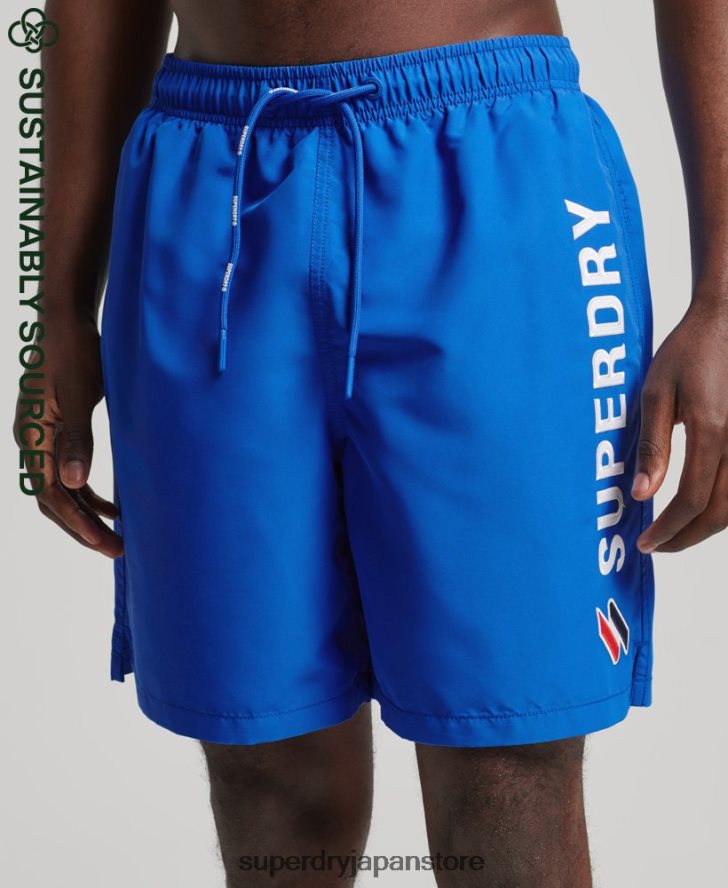 アップリケ 19 インチ リサイクル スイムショーツ 男性 Superdry 衣類 青 2J62PZ433