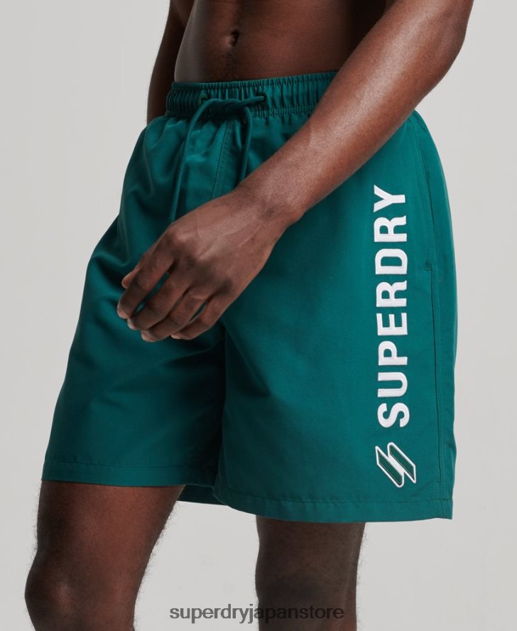 アップリケ 19 インチ リサイクル スイムショーツ 男性 Superdry 衣類 緑 2J62PZ452
