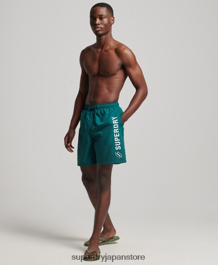 アップリケ 19 インチ リサイクル スイムショーツ 男性 Superdry 衣類 緑 2J62PZ452
