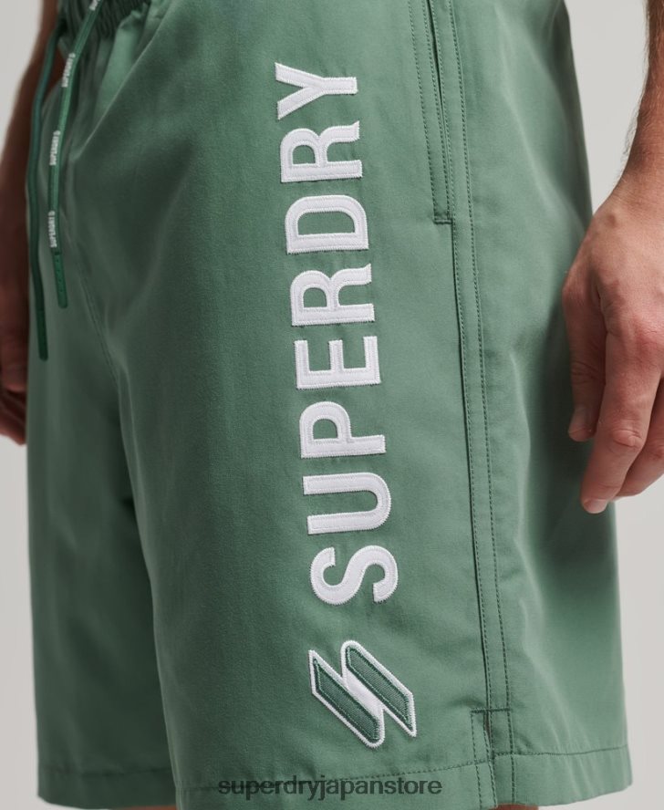 アップリケ 19 インチ リサイクル スイムショーツ 男性 Superdry 衣類 緑 2J62PZ56