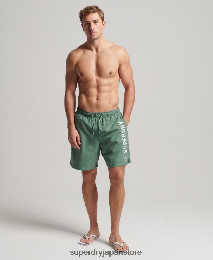 アップリケ 19 インチ リサイクル スイムショーツ 男性 Superdry 衣類 緑 2J62PZ56