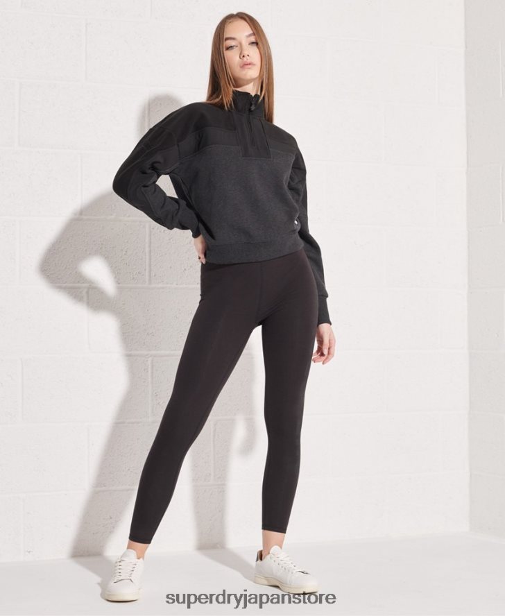 スポーツスタイルドルマン1/4ジップスウェットシャツ 女性 Superdry 衣類 黒 2J62PZ3492