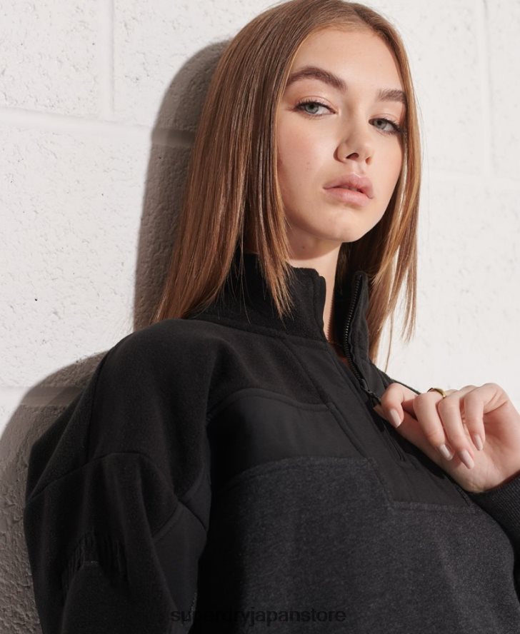 スポーツスタイルドルマン1/4ジップスウェットシャツ 女性 Superdry 衣類 黒 2J62PZ3492