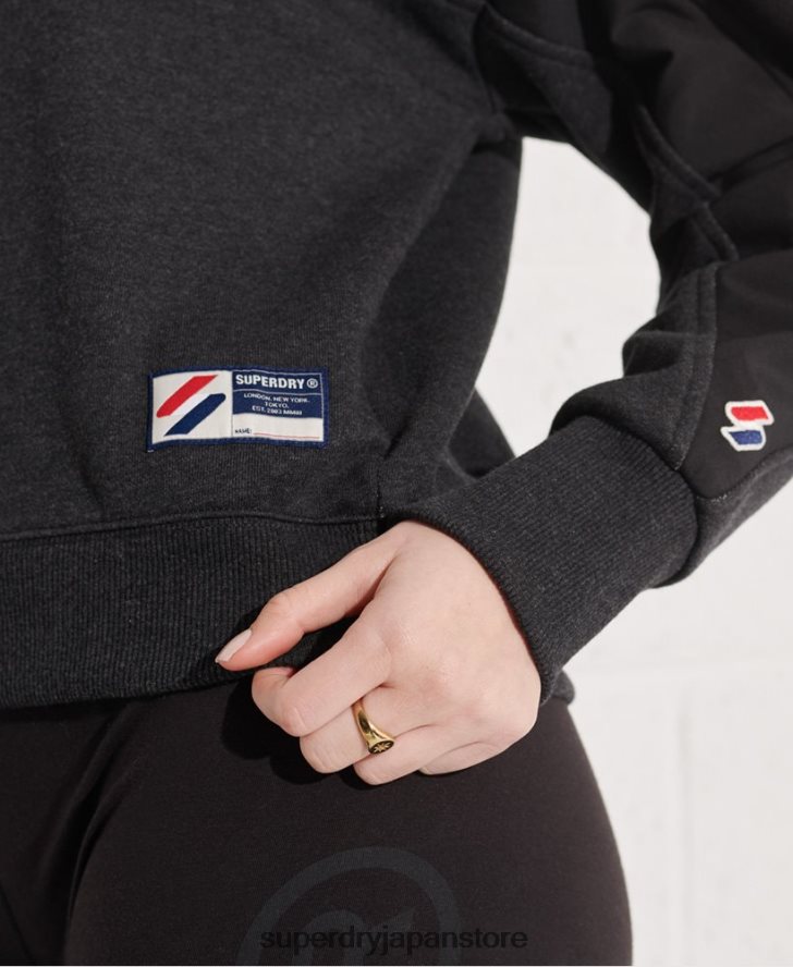 スポーツスタイルドルマン1/4ジップスウェットシャツ 女性 Superdry 衣類 黒 2J62PZ3492