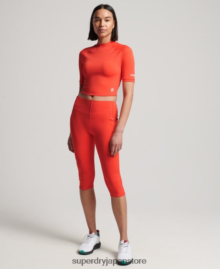 ラン3/4タイトクロップトップ 女性 Superdry 衣類 コーラル 2J62PZ6311