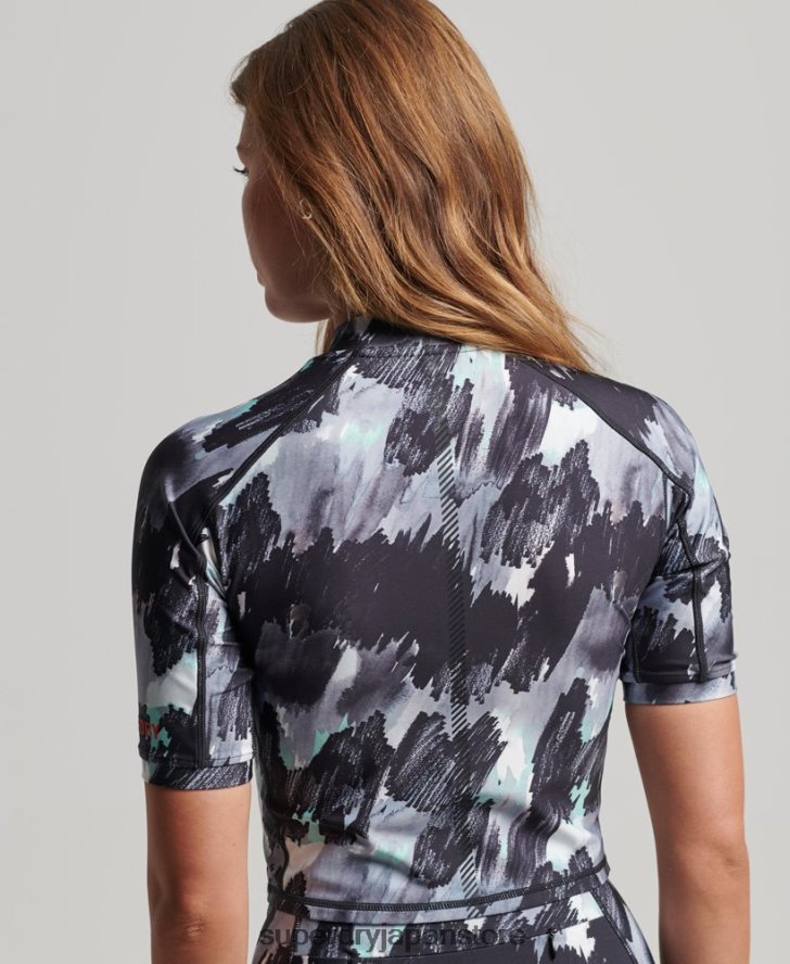 ラン3/4タイトクロップトップ 女性 Superdry 衣類 濃い灰色 2J62PZ6318