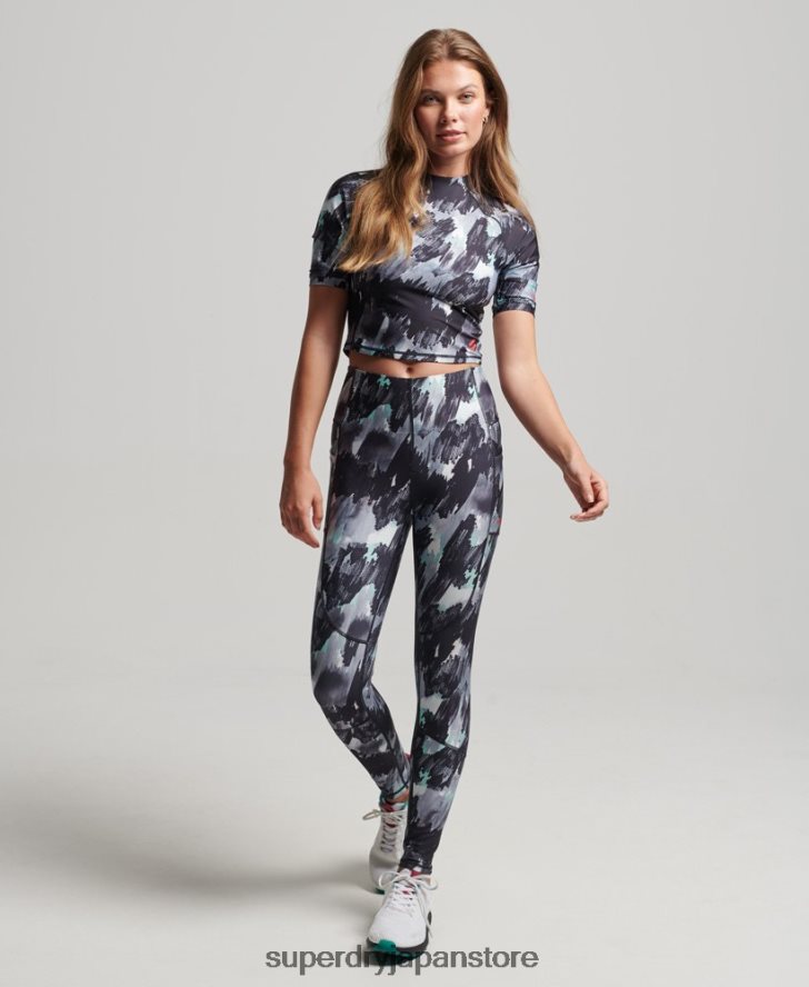 ラン3/4タイトクロップトップ 女性 Superdry 衣類 濃い灰色 2J62PZ6318