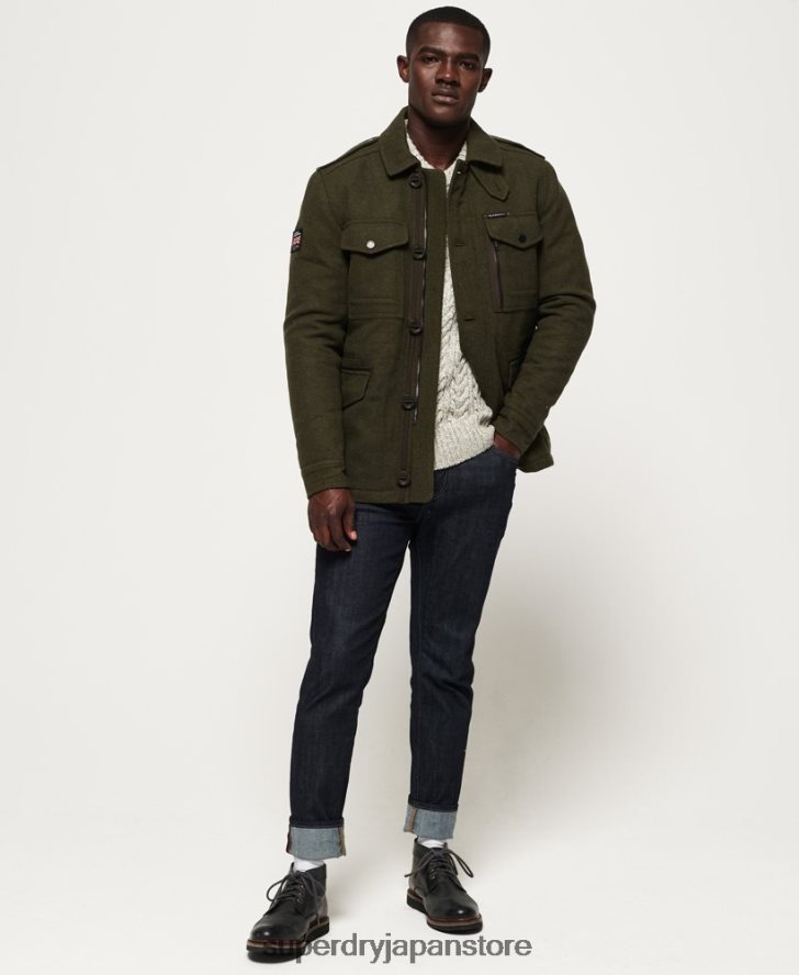 ティト 4 ポケット ウール ジャケット 男性 Superdry 衣類 緑 2J62PZ1203