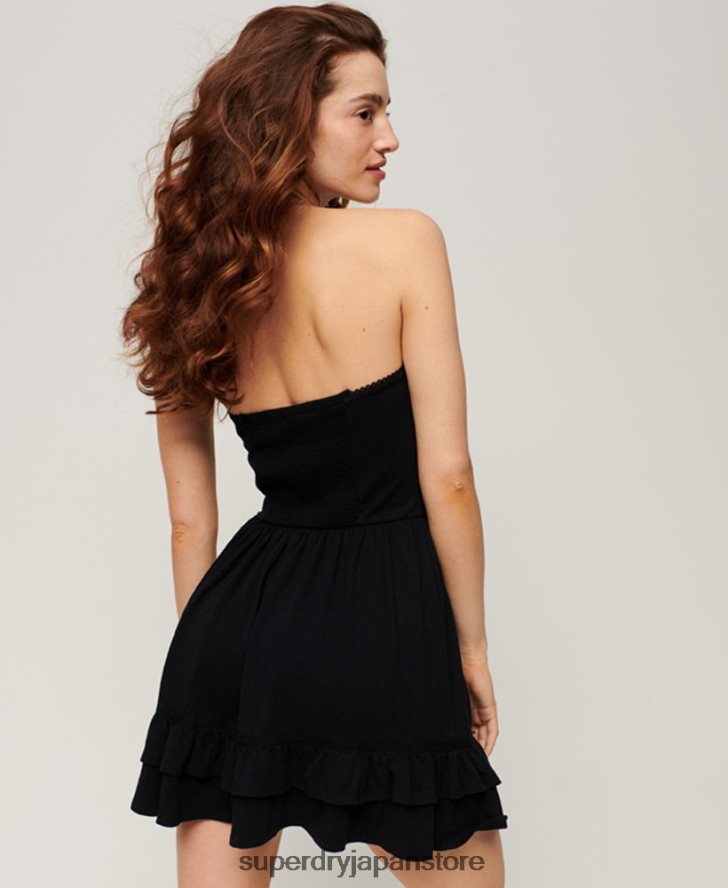 50s レース バンドゥ ミニドレス 女性 Superdry 衣類 黒 2J62PZ2047