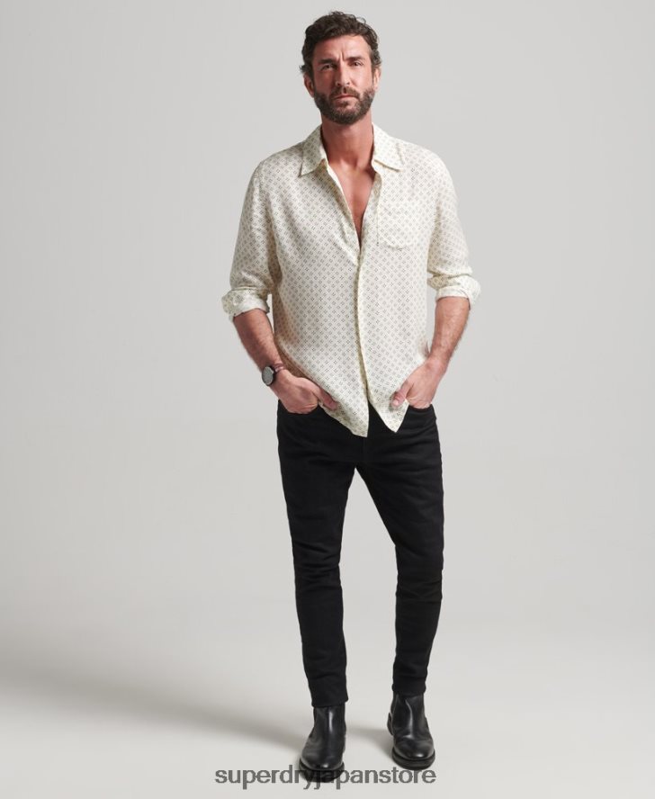 70年代プリント長袖シャツ 男性 Superdry 衣類 白 2J62PZ145