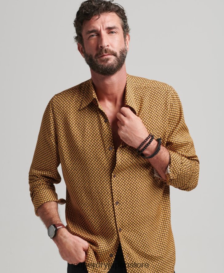 70年代プリント長袖シャツ 男性 Superdry 衣類 オレンジ 2J62PZ149