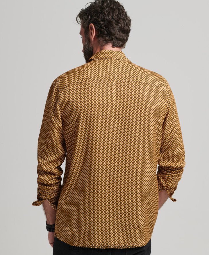 70年代プリント長袖シャツ 男性 Superdry 衣類 オレンジ 2J62PZ149