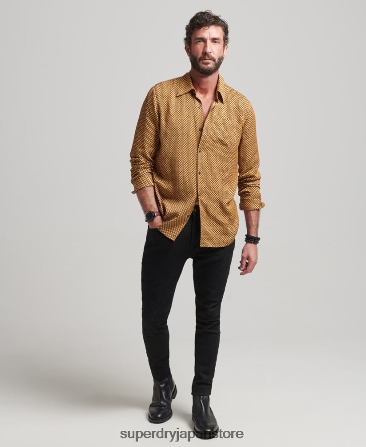 70年代プリント長袖シャツ 男性 Superdry 衣類 オレンジ 2J62PZ149
