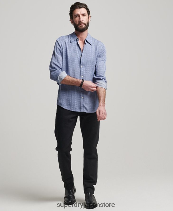 70年代のシャツ 男性 Superdry 衣類 青 2J62PZ180