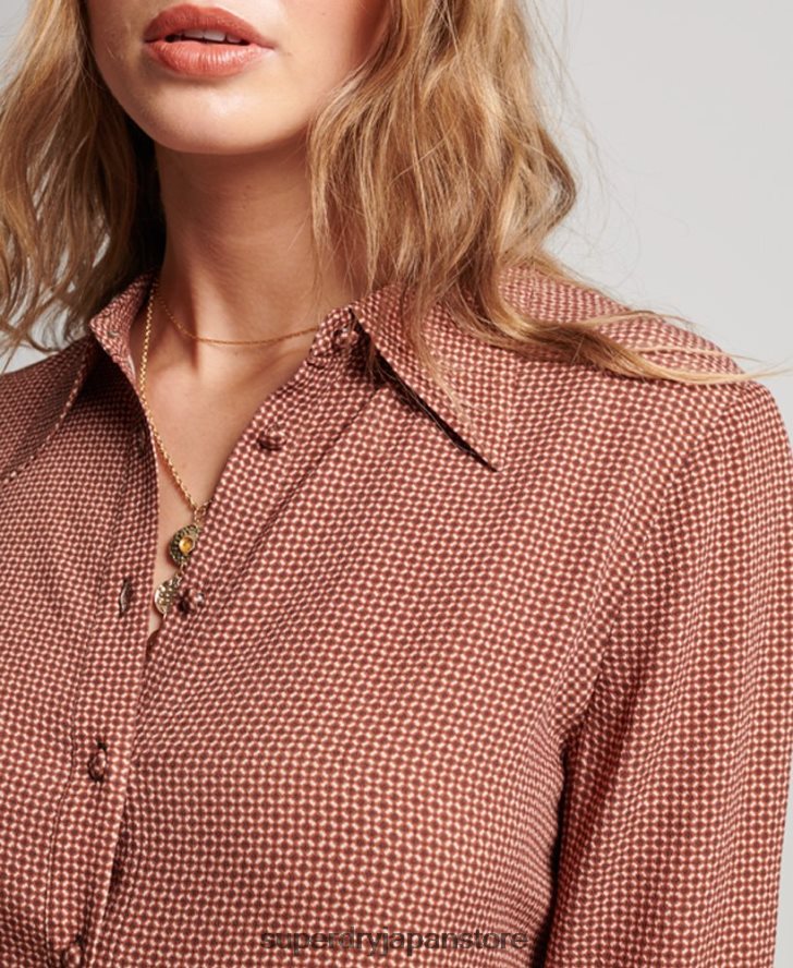 スタジオ 70 年代のシャツ 女性 Superdry 衣類 茶色 2J62PZ2906