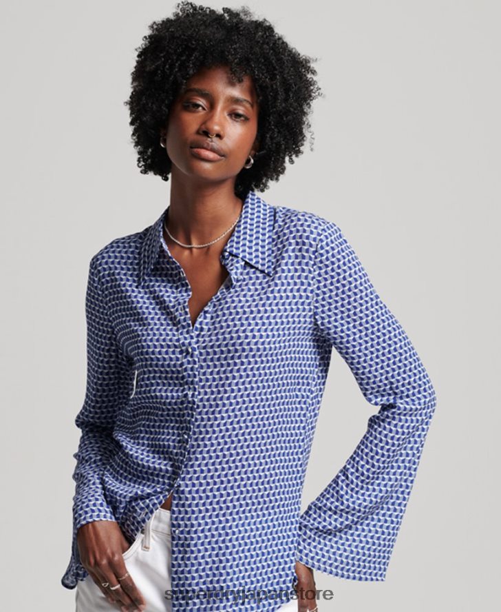 スタジオ 70 年代のシャツ 女性 Superdry 衣類 海軍 2J62PZ2935
