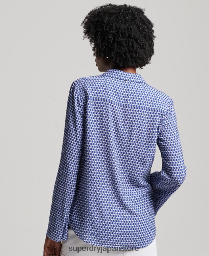 スタジオ 70 年代のシャツ 女性 Superdry 衣類 海軍 2J62PZ2935
