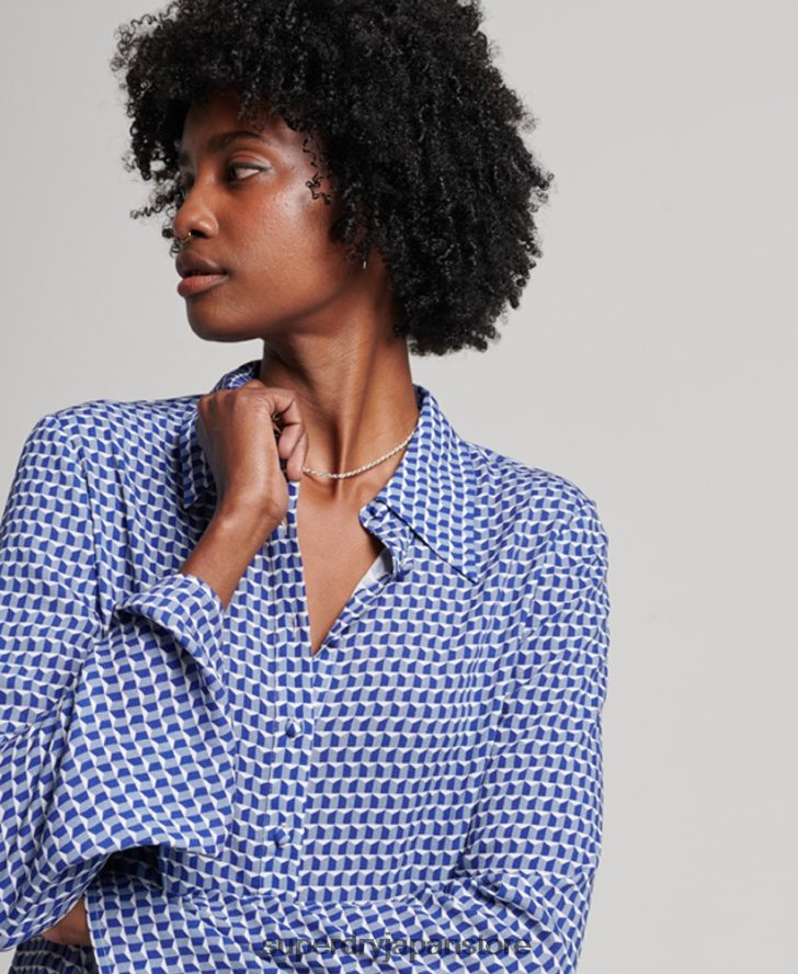 スタジオ 70 年代のシャツ 女性 Superdry 衣類 海軍 2J62PZ2935