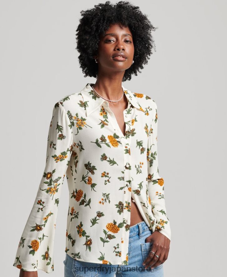 スタジオ 70 年代のシャツ 女性 Superdry 衣類 白 2J62PZ2988