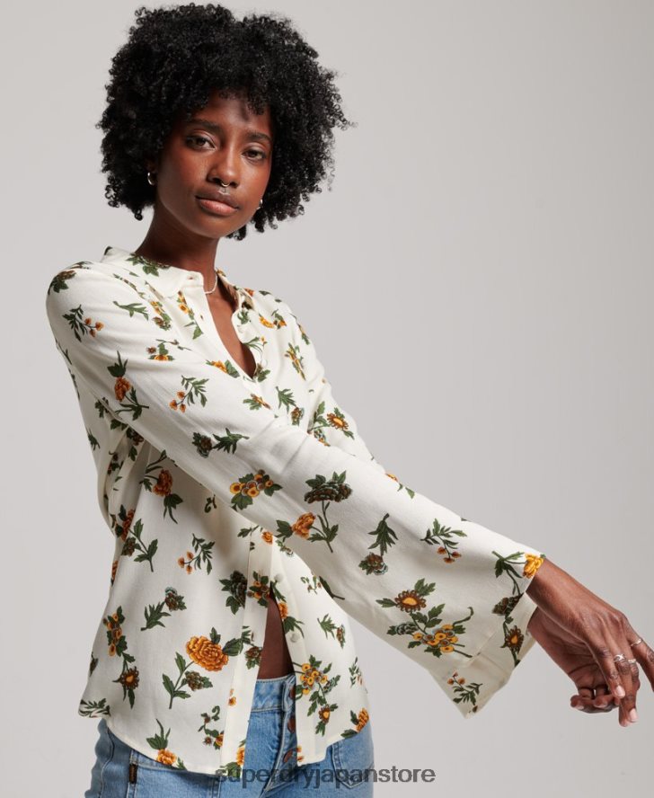 スタジオ 70 年代のシャツ 女性 Superdry 衣類 白 2J62PZ2988
