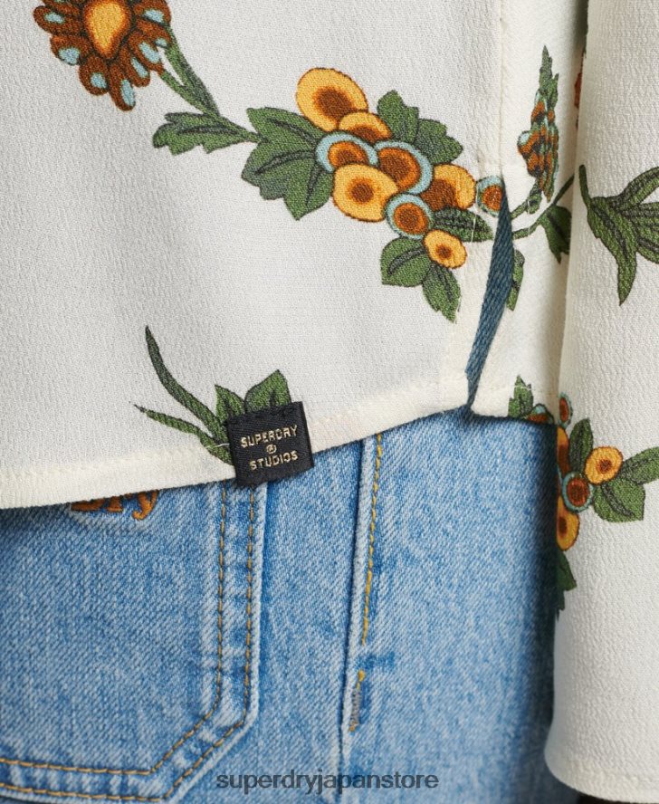 スタジオ 70 年代のシャツ 女性 Superdry 衣類 白 2J62PZ2988