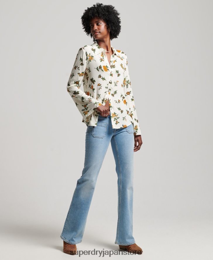 スタジオ 70 年代のシャツ 女性 Superdry 衣類 白 2J62PZ2988