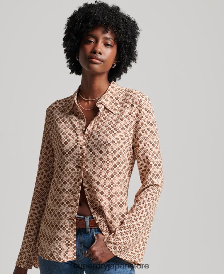 スタジオ 70 年代のシャツ 女性 Superdry 衣類 茶色 2J62PZ3019