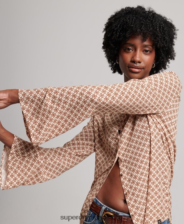 スタジオ 70 年代のシャツ 女性 Superdry 衣類 茶色 2J62PZ3019